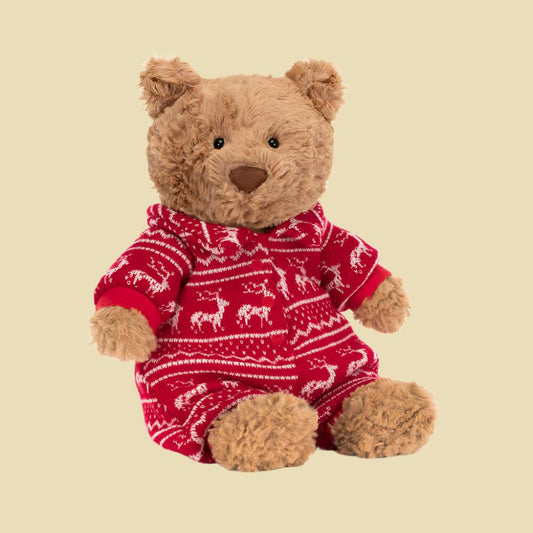 jellycat Bartholomew Bear Winter Pyjamas 1